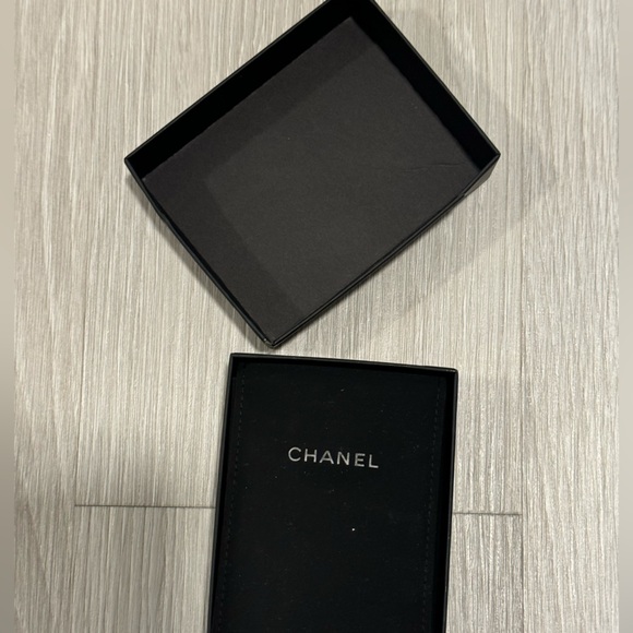 Crystal Cha-Nel Logo Drop Earrings Gold - Picture 6 of 7